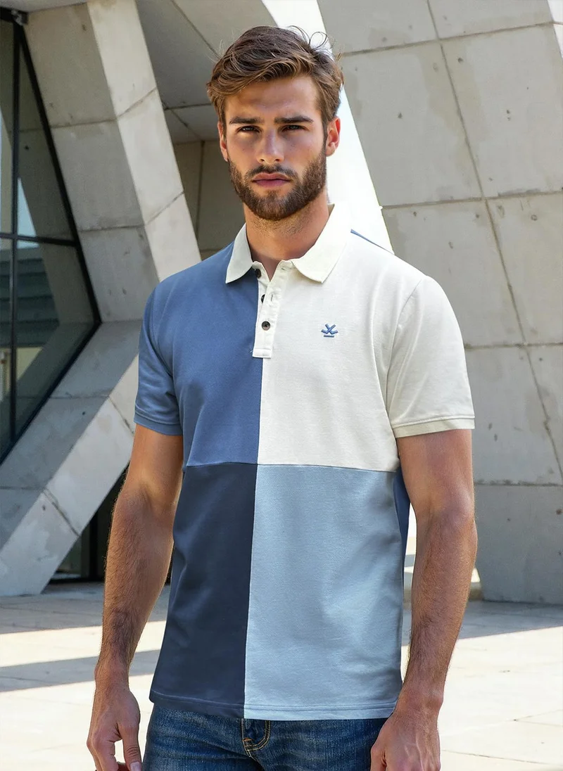 Wrogn Casual Cut & Sew Polo T-Shirt | Off White